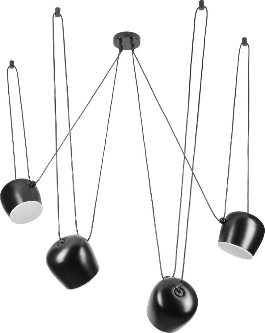 Lampa wisząca Step into Design 4-płomienna lampa wisząca Benna czarny żyrandol do przedpokoju