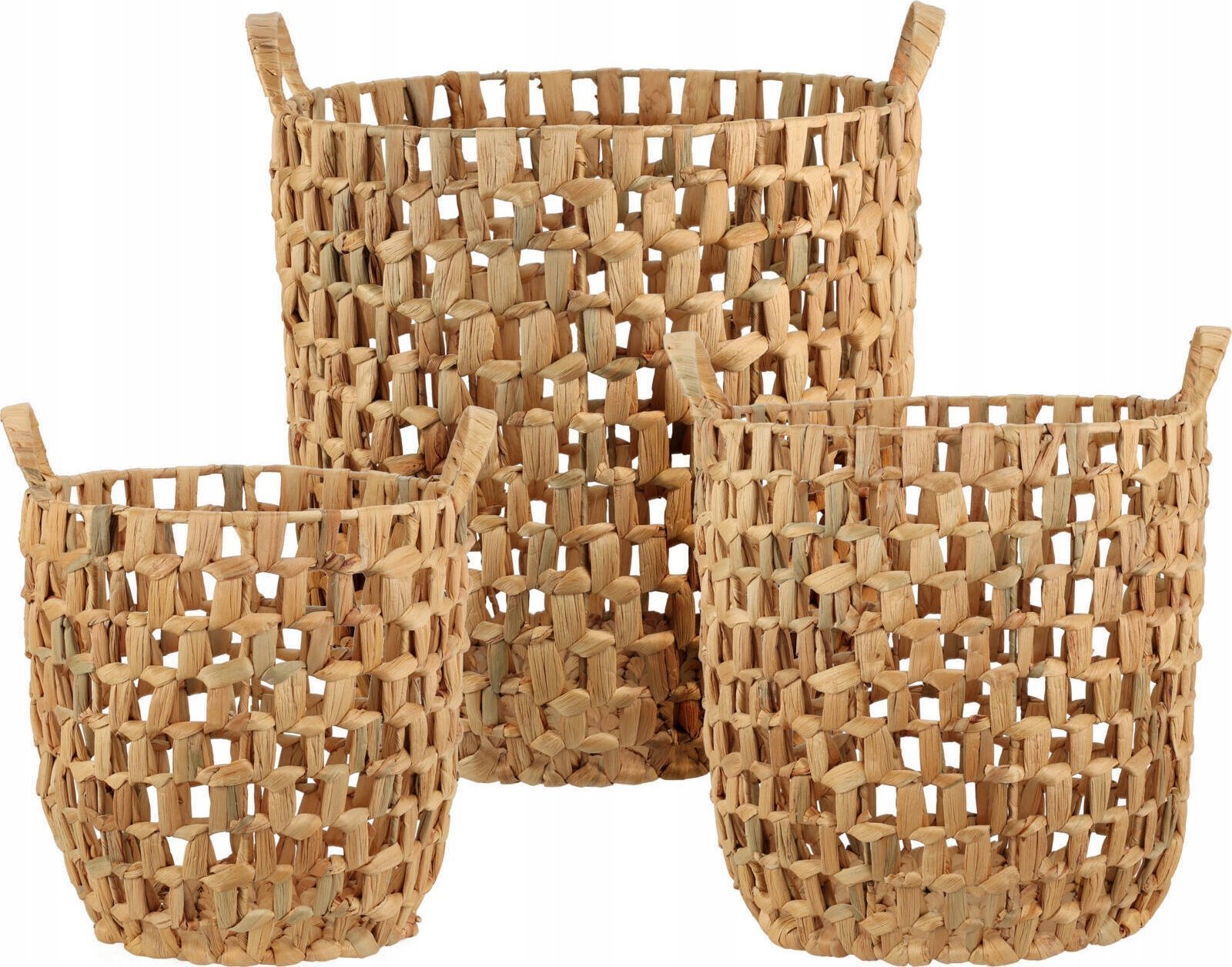 Atmosphera Kosze do przechowywania z uchwytami, plecionka z hiacyntu morskiego, prostokątne, 3 sztuki