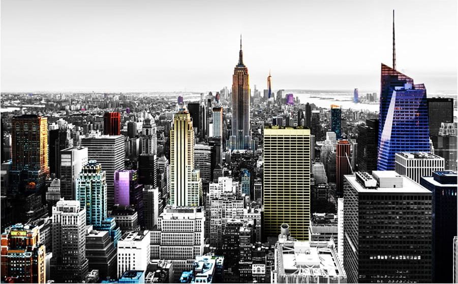 DecoNest Fototapeta - Opalizujące wieżowce - 300X210