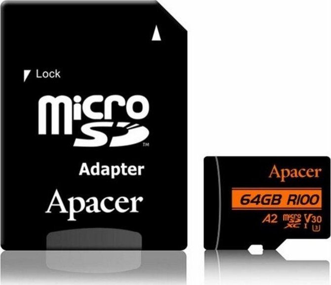 Karta Apacer R100 MicroSDXC 64 GB Class 10 UHS-I/U3 V30 (AP64GMCSX10U8-R)