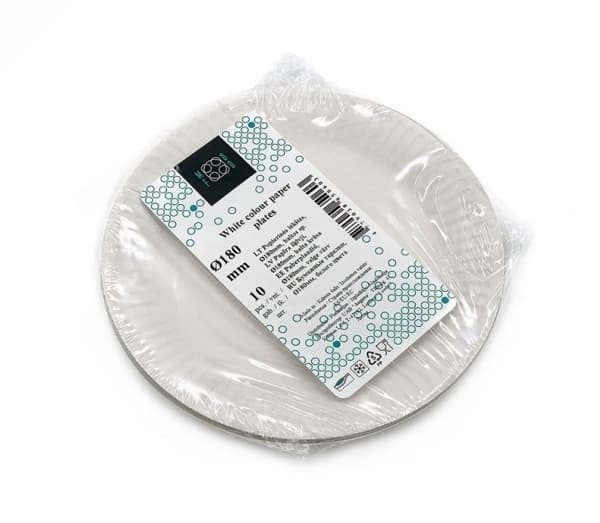 ROUND PAPER PLATES 180MM WHITE 10PCS