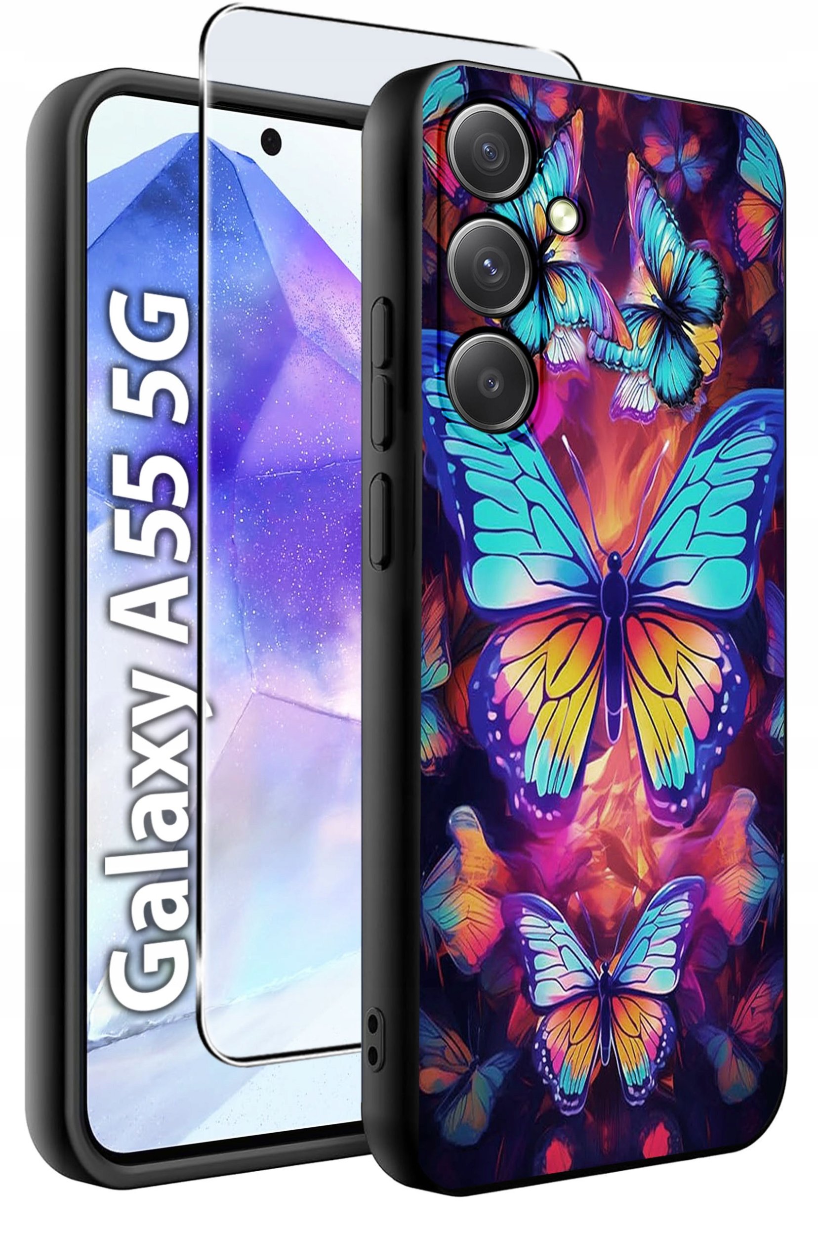 ETUI do Samsung A55 5G WZORY | SILIKONOWE MATT CASE + SZKŁO HARTOWANE 9H