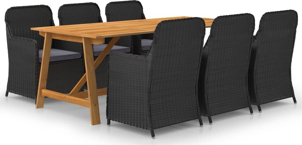 vidaXL 7-częściowy zestaw mebli ogrodowych, czarny