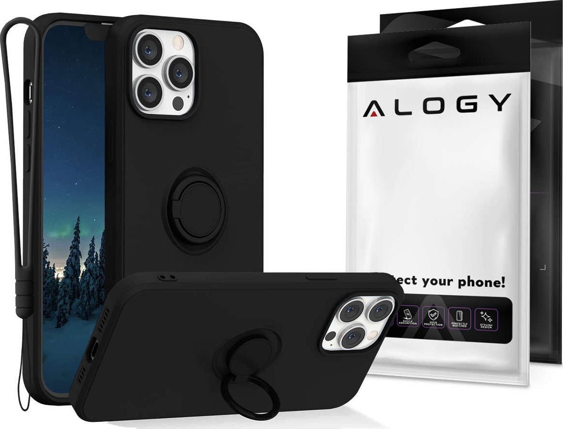 Alogy Etui silikonowe Ring Ultra Slim Alogy do Apple iPhone 13 Pro Czarne