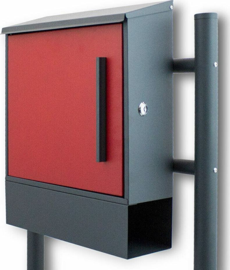 Skrzynka Pocztowa na Stojaku czerwona Nowoczesna Otwierana POST