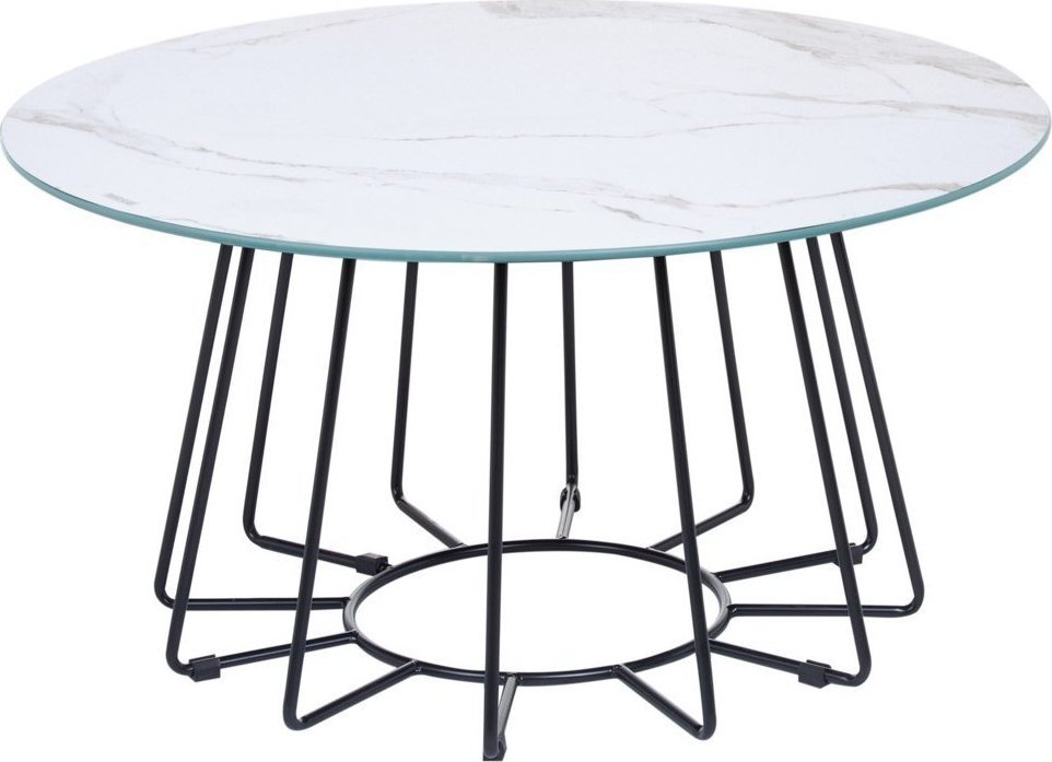 Beliani Stolik kawowy efekt marmuru biało-czarny BERNIE
