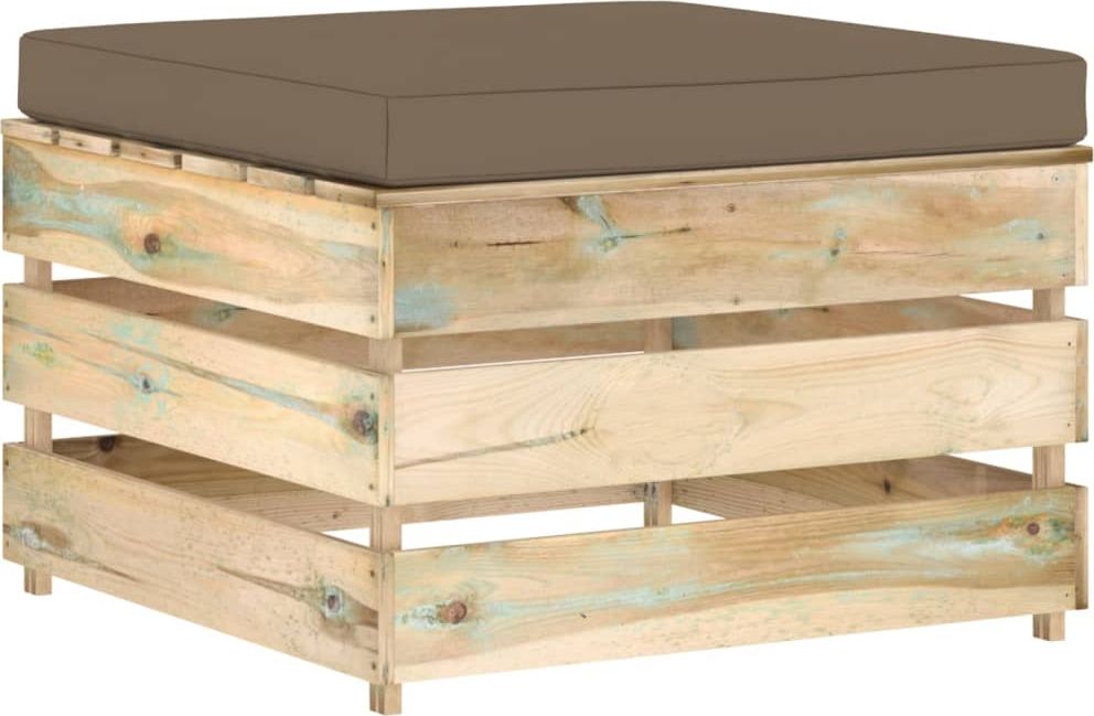 vidaXL Modułowy stołek z poduszką, impregnowane na zielono drewno