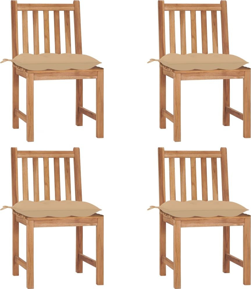 vidaXL Krzesła ogrodowe, 4 szt., z poduszkami, lite drewno tekowe