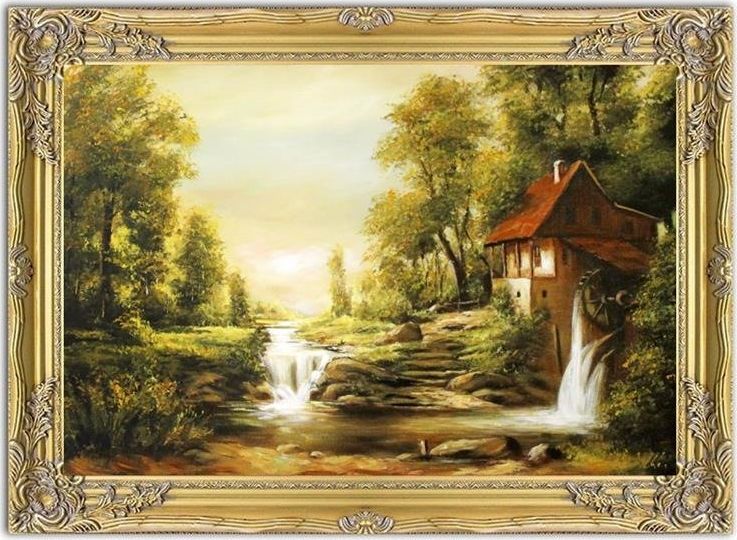 GO-BI Obraz "Pejzaz tradycyjny" ręcznie malowany 75x105cm