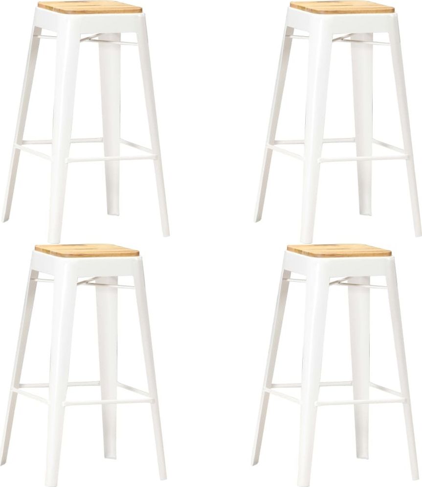 vidaXL Stołki barowe, 4 szt., białe, lite drewno mango
