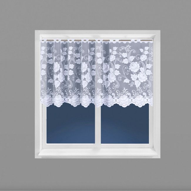 Markizeta Zazdrostka biała żakardowa po całości 023006 90 cm.