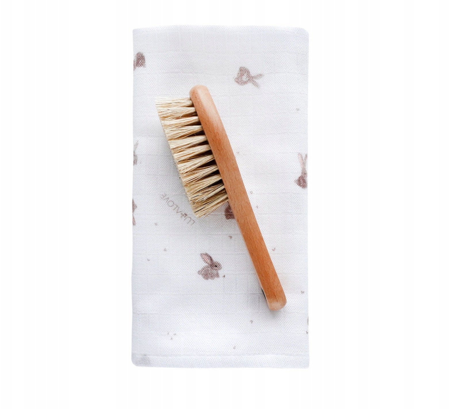 Lullalove Szczotka na ciemieniuchę z myjką - Beżowe Króliczki