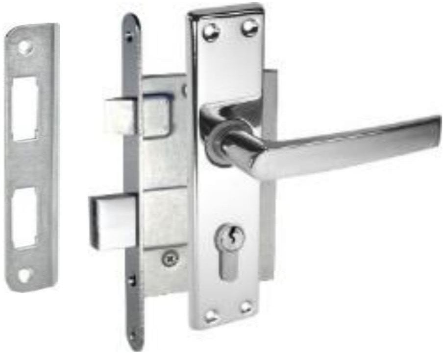 Mortise lock with frame plate ZV-4-1-2, 407Z-35801/C, 55 mm, galvanized handles