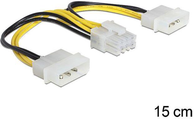 Delock Molex x2 - ATX/EPS 8-pin, 0.15m, Żółty (83410)