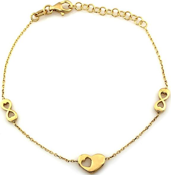 Lovrin Srebrna bransoletka 925 pozłacana serduszka 2,34 g