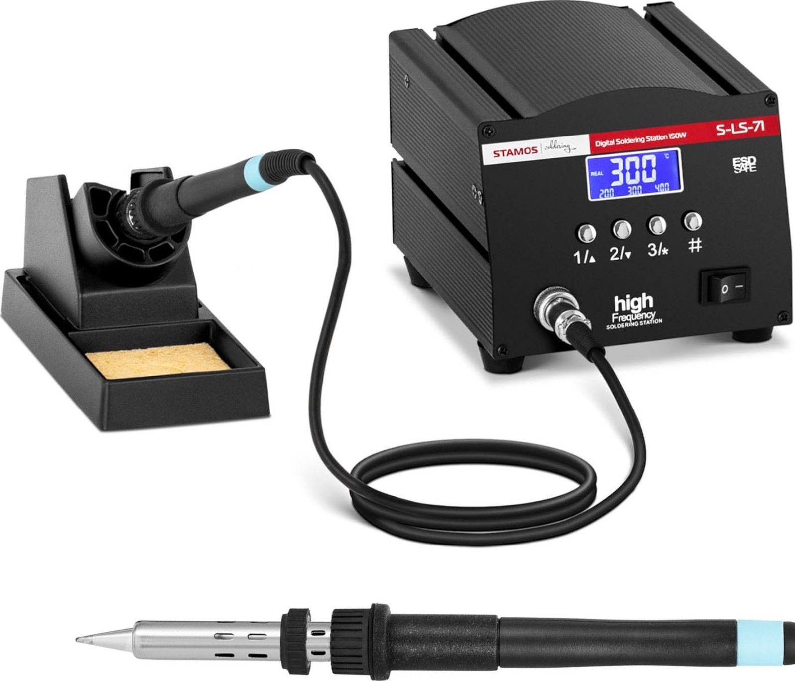 Stamos Soldering Stacja lutownicza cyfrowa ESD LCD 150-450C 150 W Stacja lutownicza cyfrowa ESD LCD 150-450C 150 W