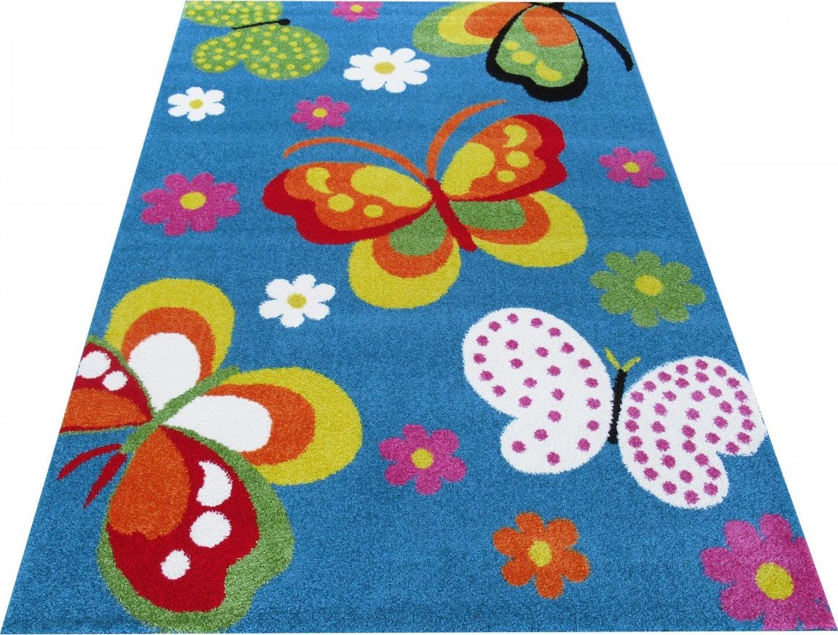 Dywany TURPOL Dywan dla dzieci Motylki 14 Niebieski MONDO Kids 200x290 cm
