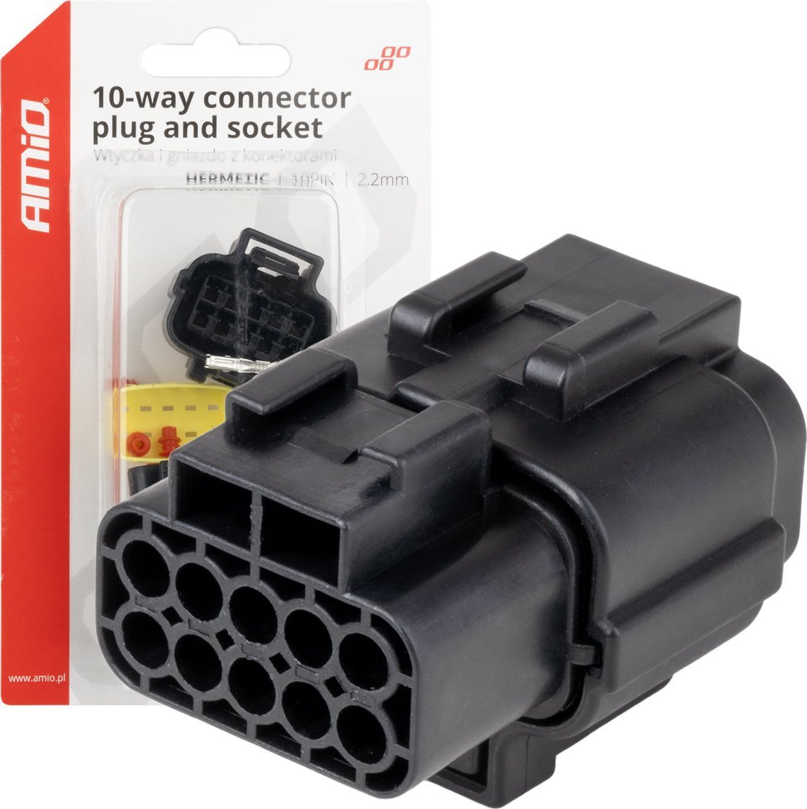 Złącze elektryczne wodoodporne zestaw 10 pin 2.2mm amio-04351