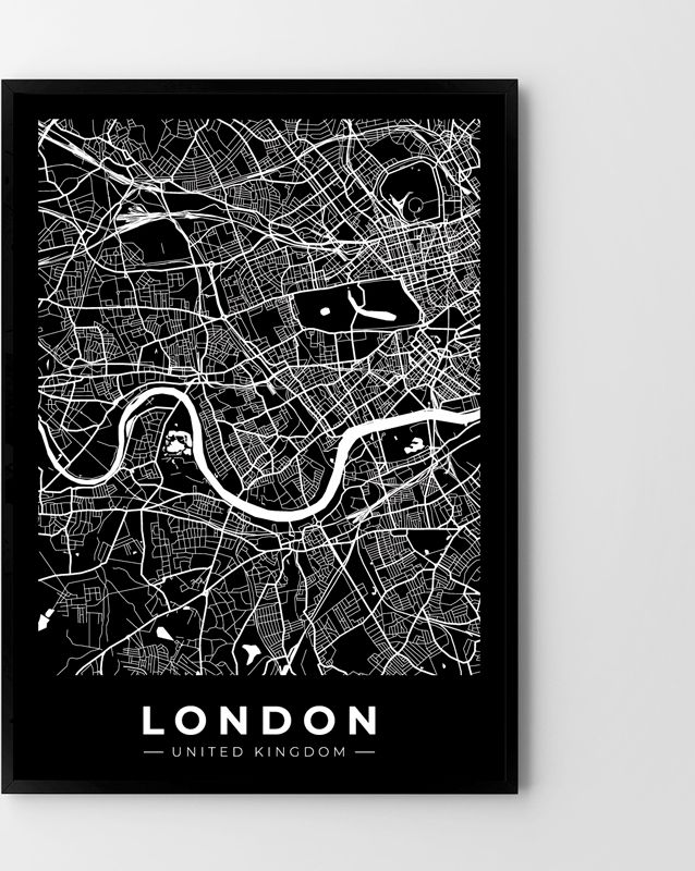 Hog Studio Londyn mapa black (Płótno 50x70cm)