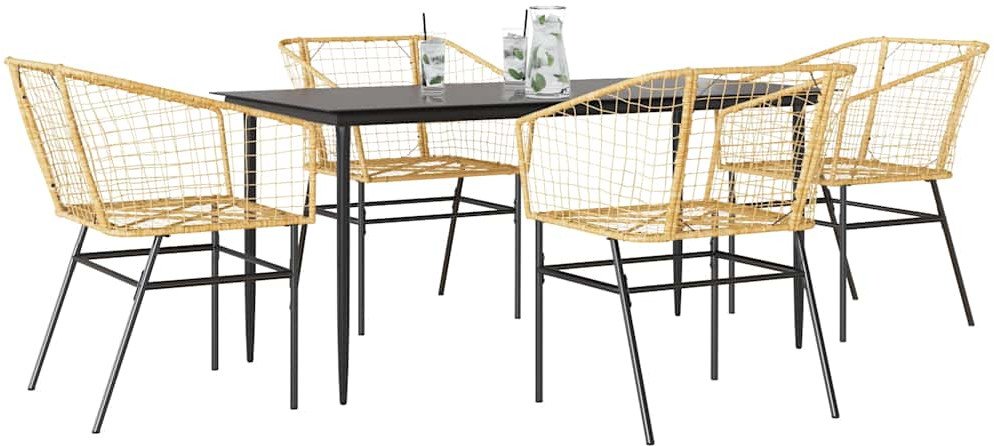 vidaXL 5-częściowy zestaw obiadowy do ogrodu, brązowy polirattan szkło