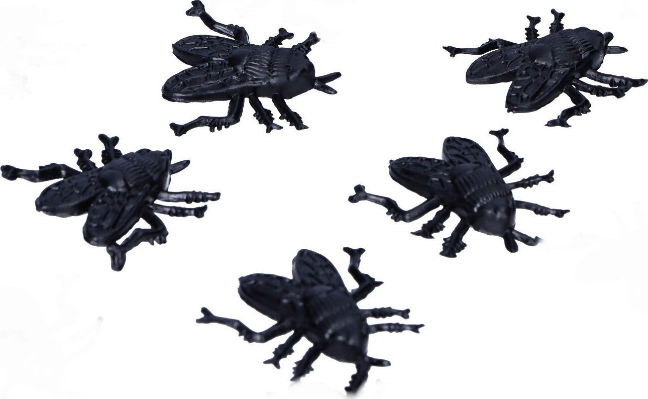 Guirca Sztuczne muchy plastikowe czarne dekoracje do pajęczyn 2cm 24 sztuk