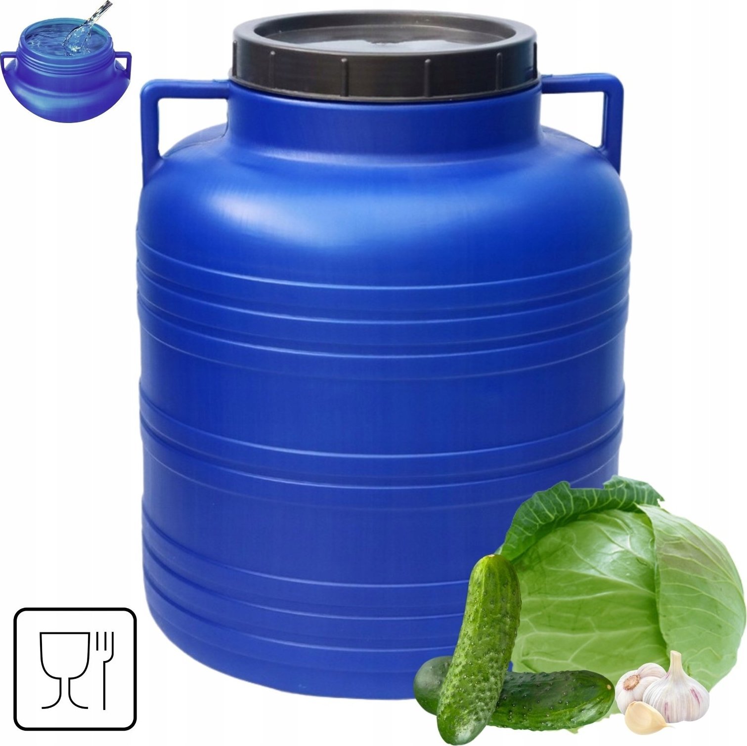 Prymus BECZKA PLASTIKOWA 30 L DO KISZENIA KAPUSTY NA WODĘ DESZCZÓWKĘ OGÓRKI MAŁA