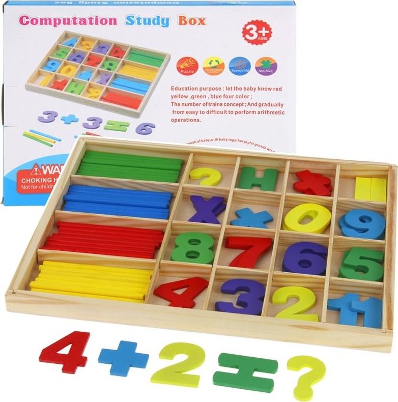 NoboKids Drewniane Liczydło Cyferki Patyczki Nauki Liczenia