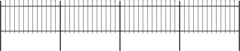 vidaXL Ogrodzenie z prętów z grotami, stalowe, 6,8 x 1 m, czarne
