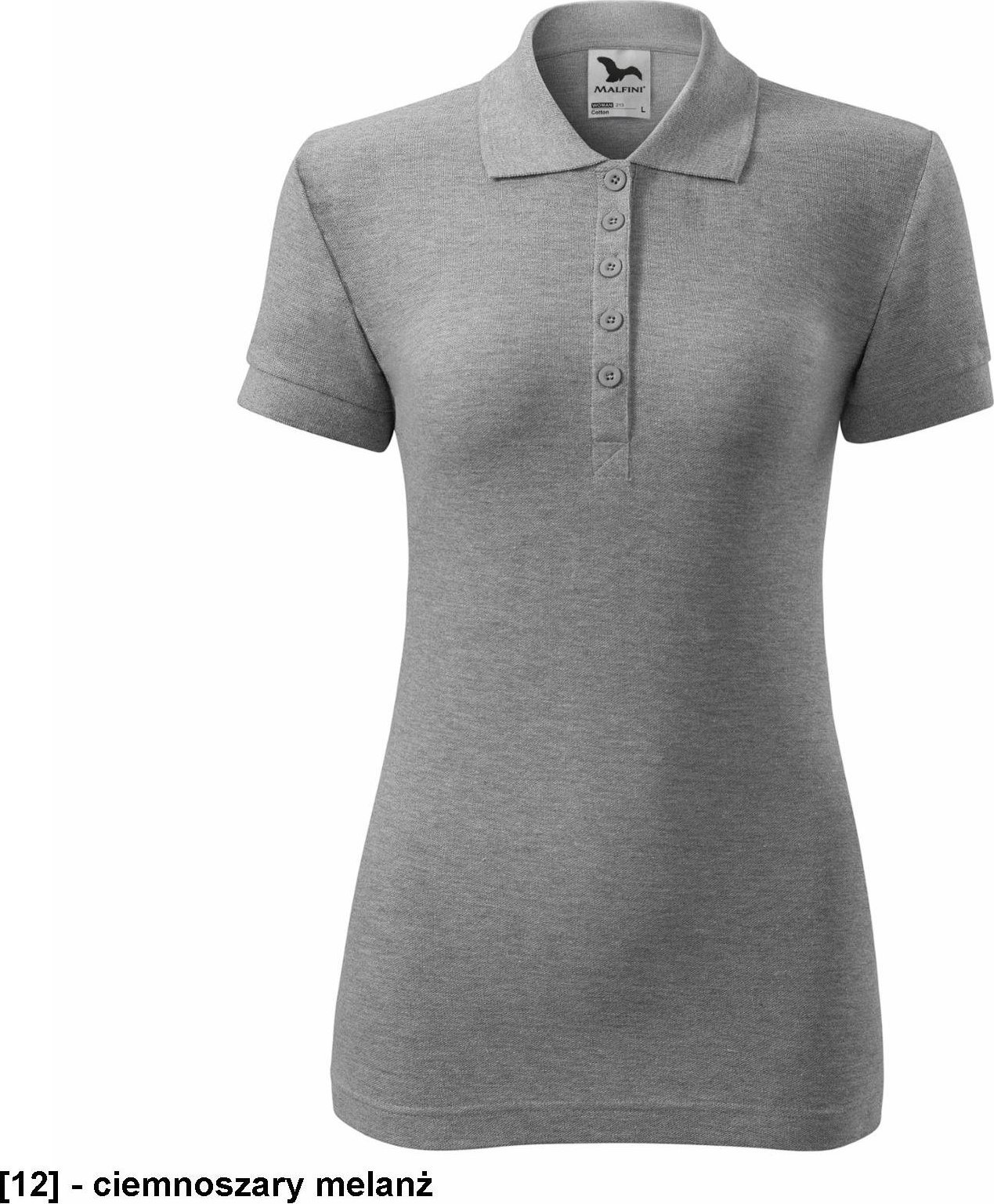 MALFINI Cotton 213 - ADLER - Koszulka polo damska, 170 g/m, - ciemnoszary melanż S