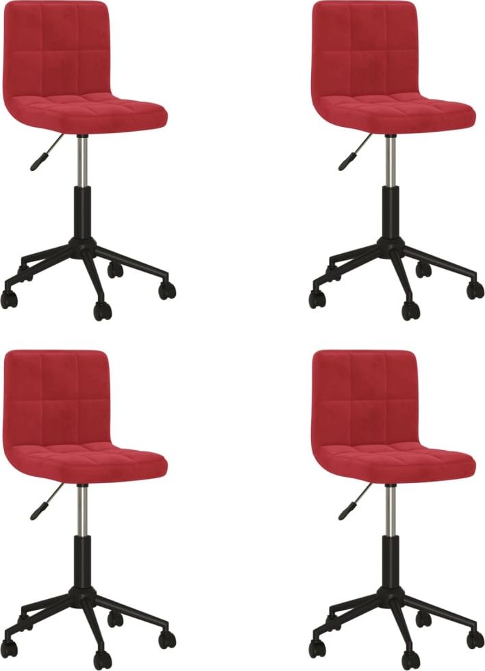 vidaXL Obrotowe krzesła stołowe, 4 szt., winna czerwień, aksamitne