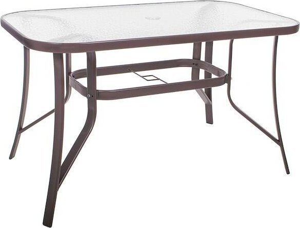Springos Stół ogrodowy prostokątny 120x70cm stolik na balkon metalowy i szkło hartowane brązowy UNIWERSALNY