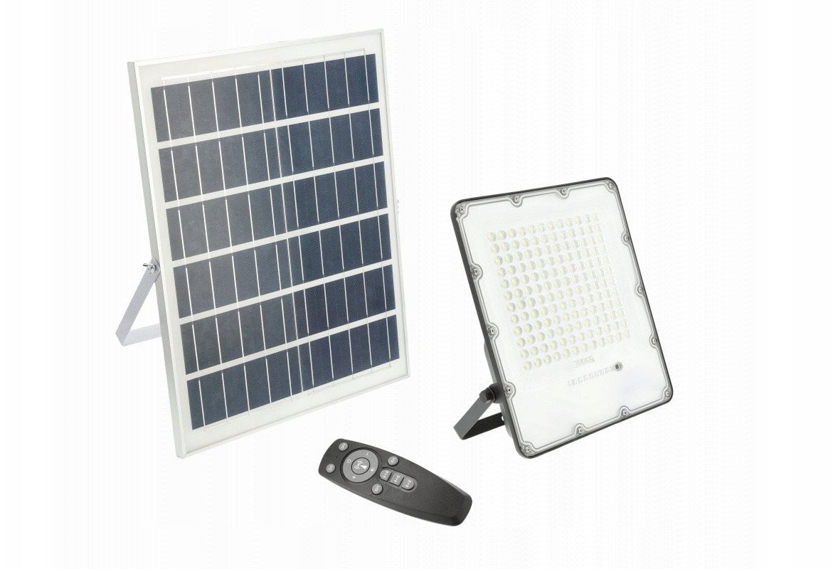 LED floodlight GTV BRAVOS solar-powered, IP65, 200W, 6400K, 2000lm, 120deg, with remote control