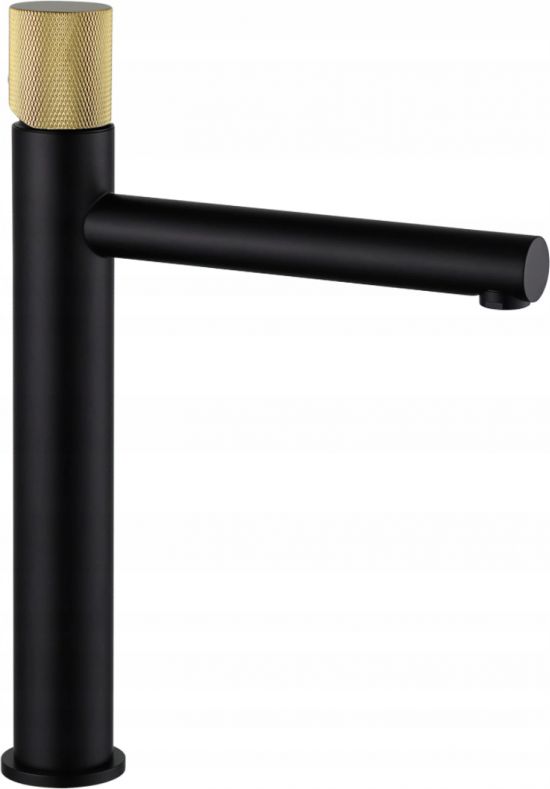 Bateria umywalkowa Mexen Elba One stojąca czarny mat + złoto