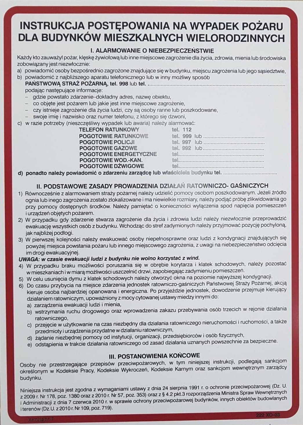 Mój dom Instrukcja Postępowania Wypadek Pożaru W Bloku Libres Polska Sp 0000064597 5902082238478