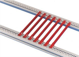 SCHROFF Szyna prowadząca SCHROFF, płytka 4,4, tworzywo sztuczne, 220 mm, szerokość rowka 2 mm, czerwona, 10 sztuk