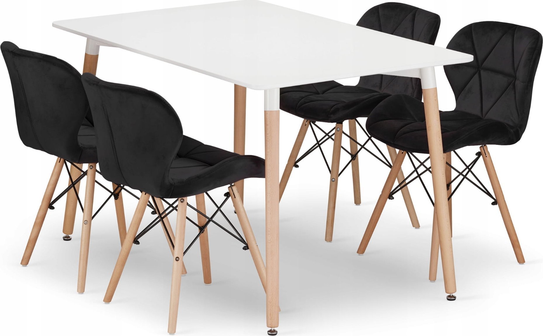 Leobert Zestaw stół prostokątny ADRIA 120x80 biały + 4 krzesła LAGO czarne