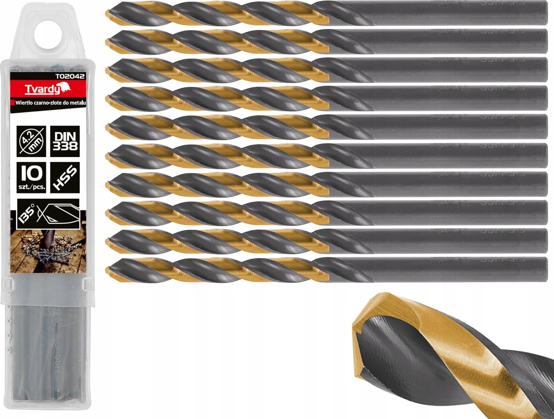 Wiertło Tvardy Wiertło czarno-złote do metalu HSS 4.20mm (10/100/1000)