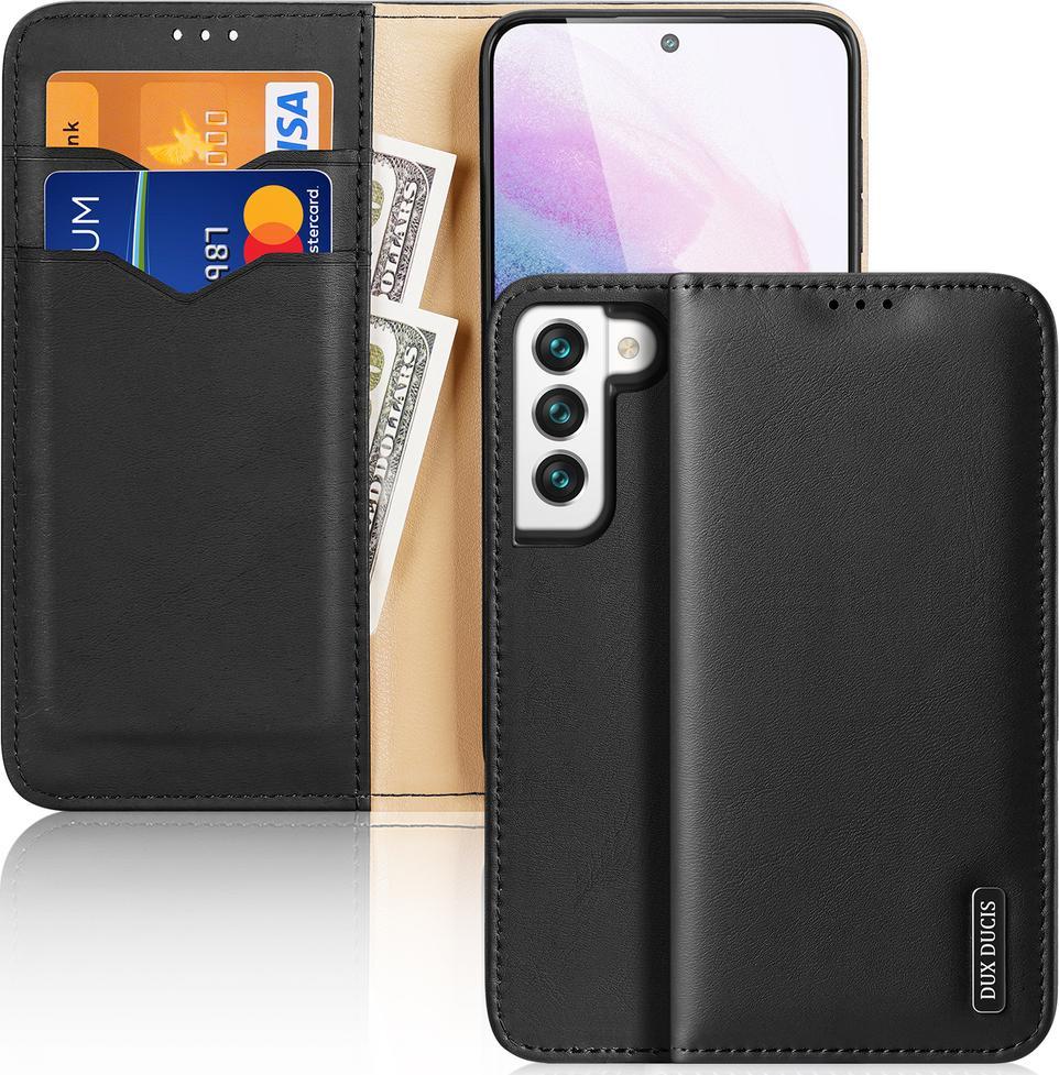 Dux Ducis Dux Ducis Hivo skórzane etui z klapką pokrowiec ze skóry naturalnej portfel na karty i dokumenty Samsung Galaxy S22 czarny