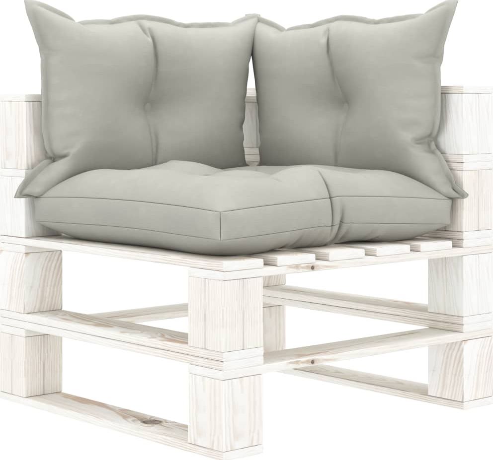 vidaXL Ogrodowe siedzisko narożne z palet, z poduszkami taupe, drewno