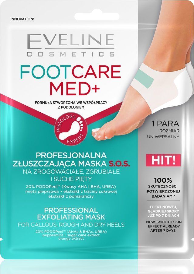 Eveline Eveline Foot Care Med+ Profesjonalna Złuszczająca Maska płachtowa S.O.S na pięty 1 para