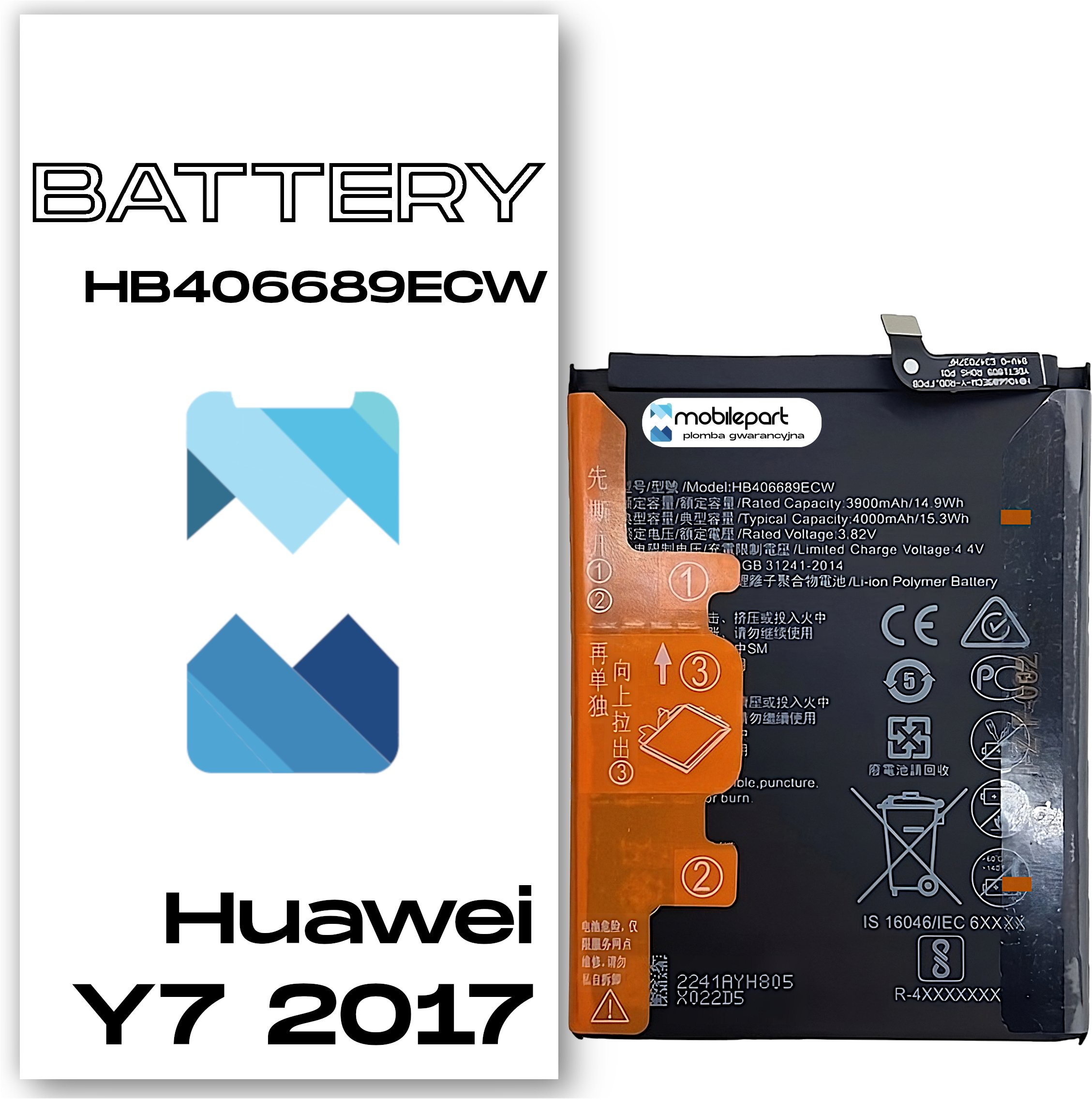 Bateria do Huawei Y7 2017 Świeżej Produkcji Nowy Akumulator HB406689ECW