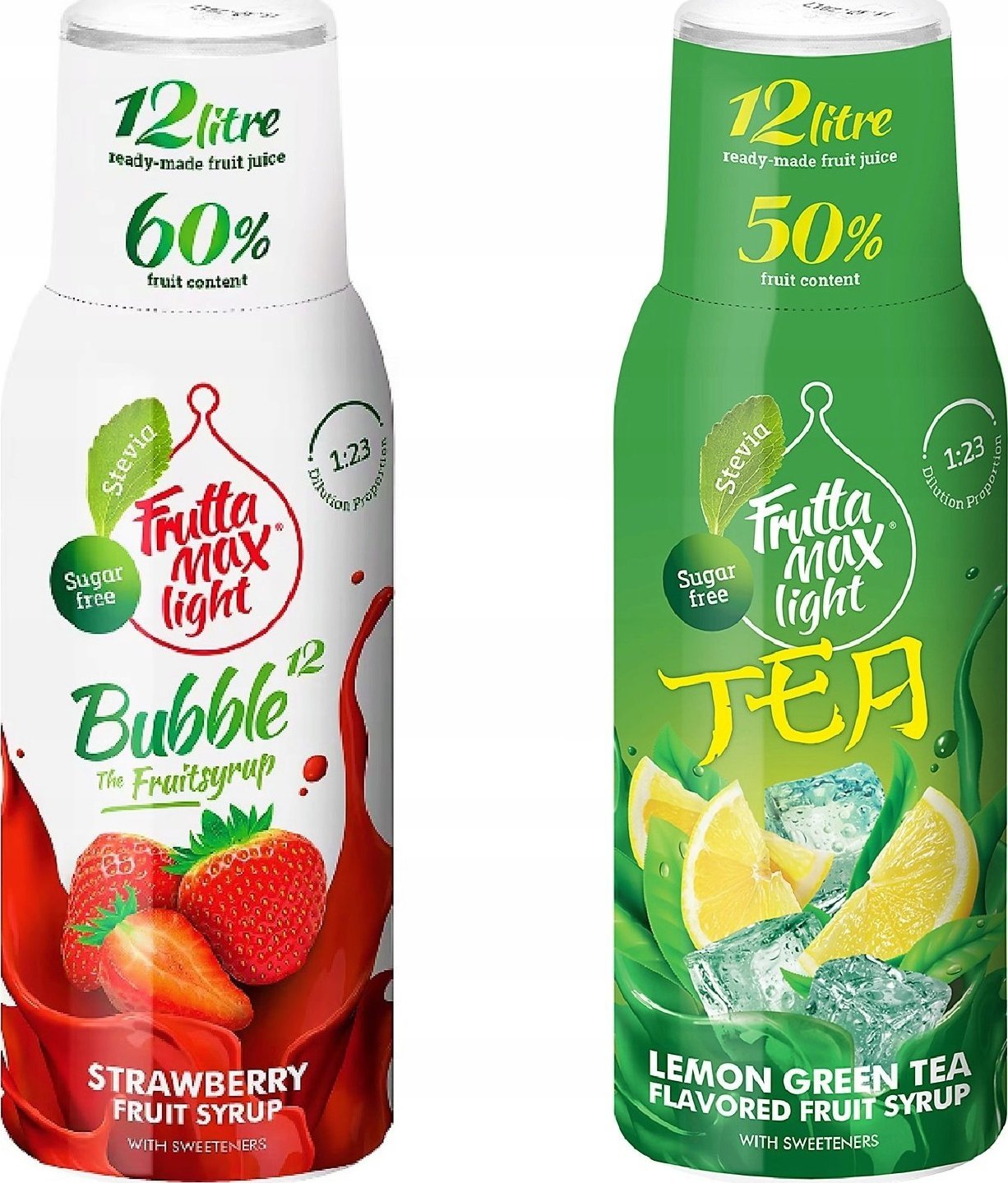 FruttaMax Syrop Frutta Max Truskawka Light 500 Ml+ice Tea Cytrynowa Green Light 500 Ml