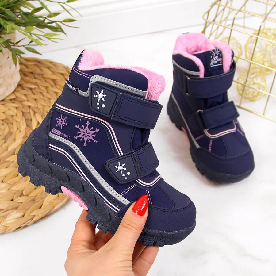 American Club Śniegowce dziewczęce wodoodporne rzepy granat American Club 31