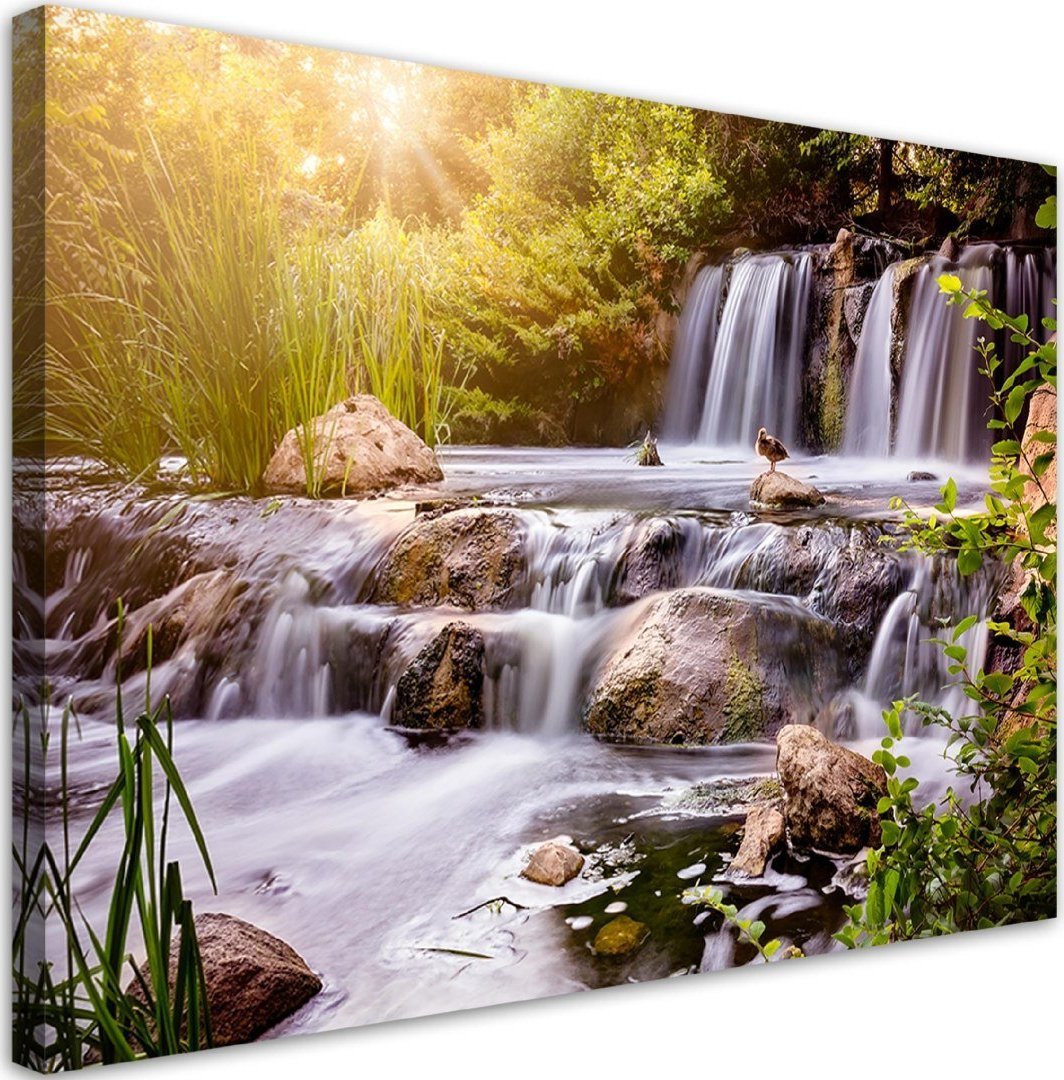 Feeby Obraz na płótnie, Wodospad o zachodzie słońca natura - 90x60