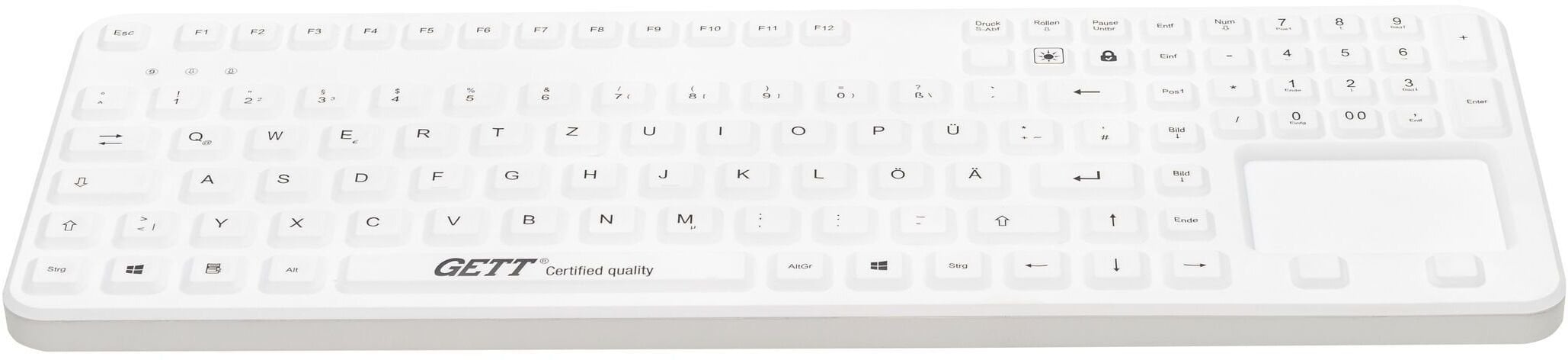 Klawiatura Gett GETT GCQ CleanType Prime Touch+ Klawiatura silikonowa z touchpadem z blokiem numerycznym z magnesami IP65 podświetlane klawisze USB Ko