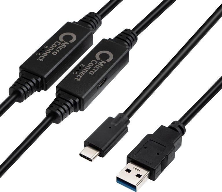 Kabel USB MicroConnect USB-C - USB-A 10 m Czarny (USB3.1CA10AMP)
