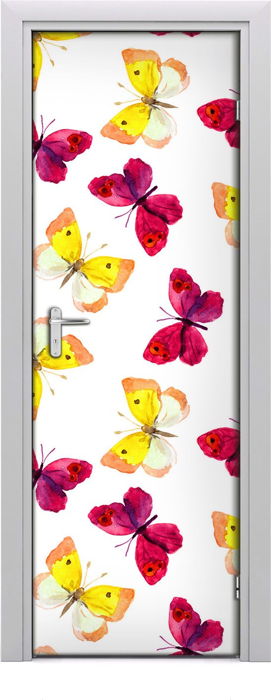 Tulup Fototapeta samoprzylepna na drzwi 75 x 205 cm kolorowe motyle