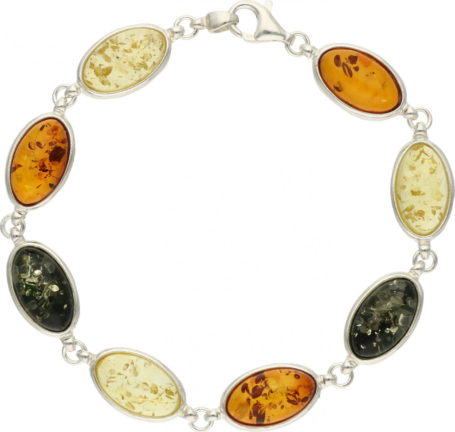 Rosanto Srebrna bransoletka z bursztynami w trzech kolorach 19 cm 925