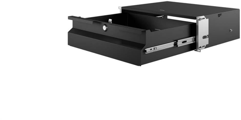 Szuflada z zamkiem do szafy RACK 19 3U 320mm czarna na narzędzia, sprzęt i dokumenty