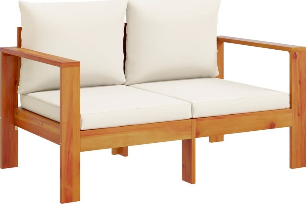 Sofa ogrodowa z poduszkami, 2-osobowa, lite drewno akacjowe